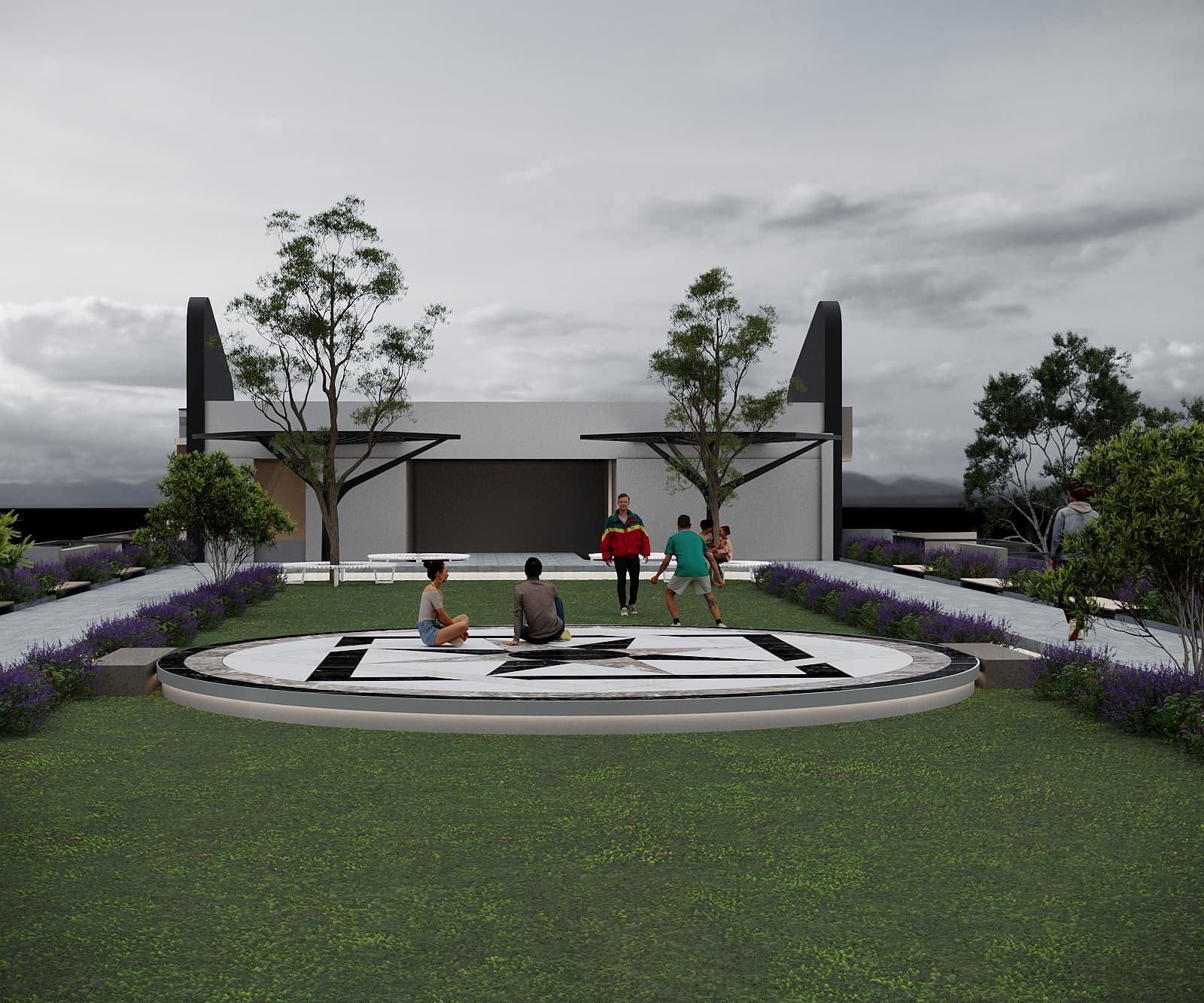 Landscaped rooftop garden and terrace area